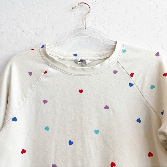 Wildfox Women's Small Heart Colorful Print Sweatshirt Cream Medium - Picture 3 of 7